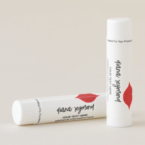 Red Lips with Her Name White Unflavored Lip Balm
