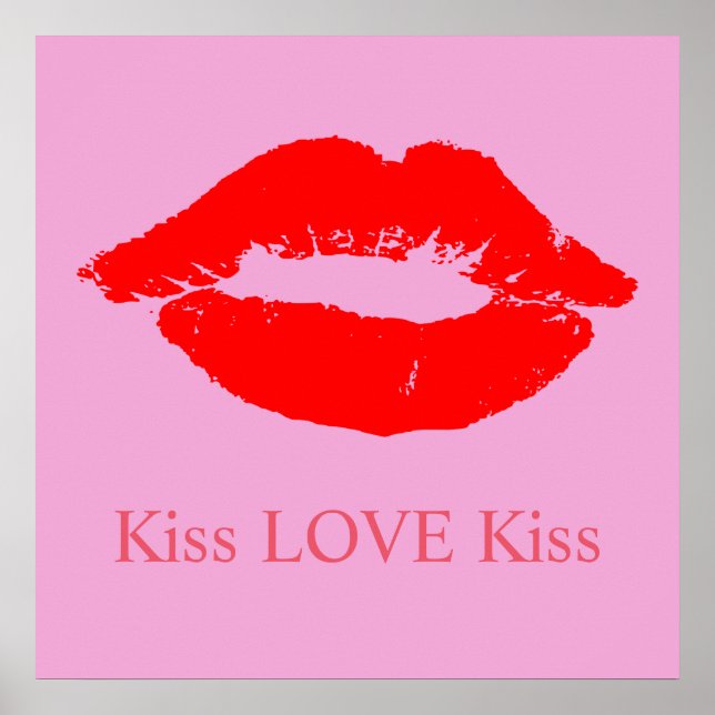 Red Lips with Kiss Love Kiss Custom Color Poster (Front)
