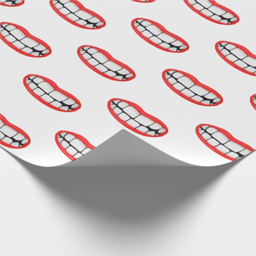 Red Lips With White Teeth Smile Wrapping Paper
