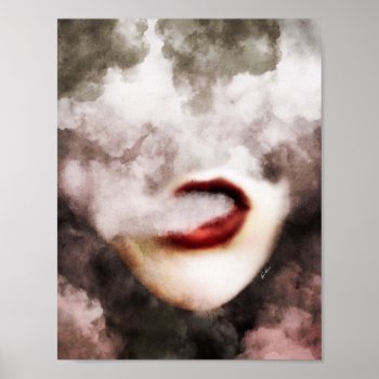 Red Lips Woman Smoke Art Poster by TeensEyeCandy at Zazzle