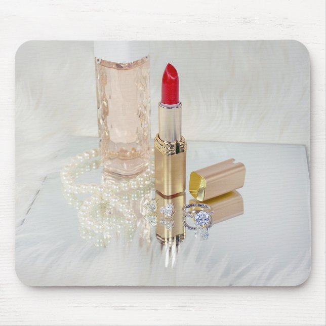 Red Lipstick and Jewelry Mouse Pad (Front)