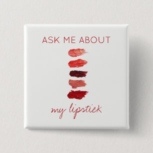 Red lipstick colors swatches ask me promotional pinback button