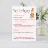 Red lipstick distributor application instructions (Standing Front)