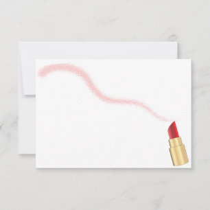 Red Lipstick Drawing Art Blank Note Card