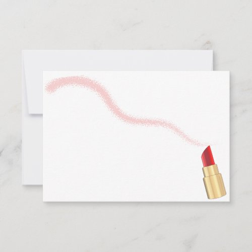 Red Lipstick Drawing Art Blank Note Card