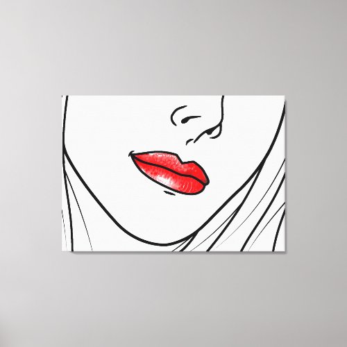 Red Lipstick Illustration Canvas Print