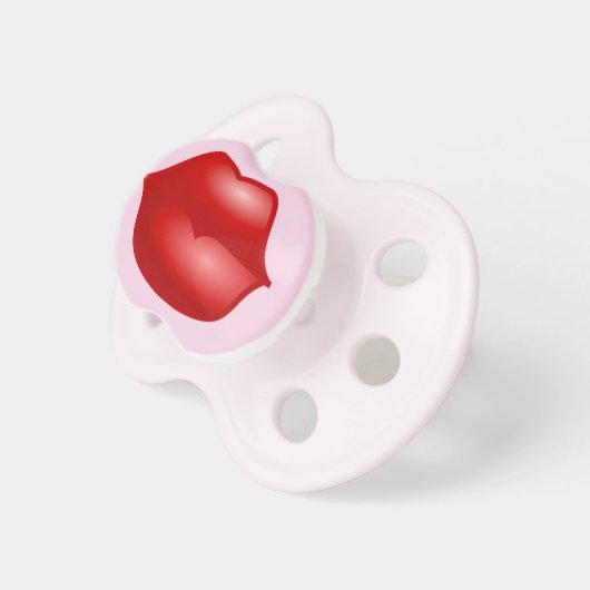Red Lipstick Kiss Funny Girl Baby Pacifier (Front Right)