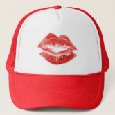 red lips rotated trucker hat | Zazzle