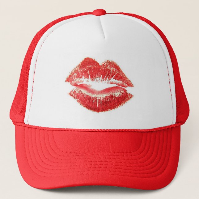 Red Lipstick Kiss Lips Hat (Front)