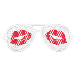 Red Lipstick Kiss Mark Bachelorette Party Aviator Sunglasses