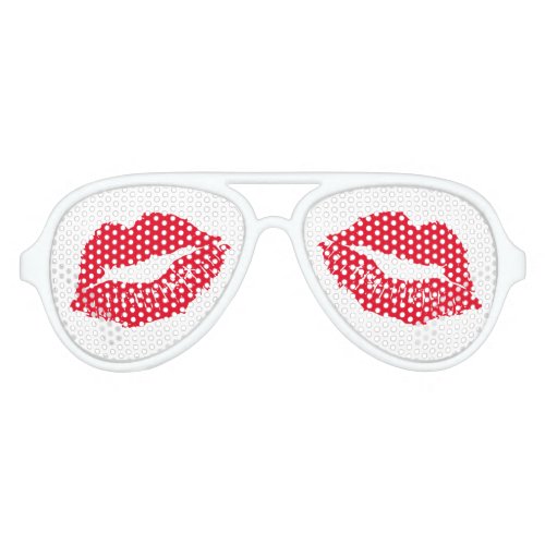 Red Lipstick Kiss Mark Bachelorette Party Aviator Sunglasses