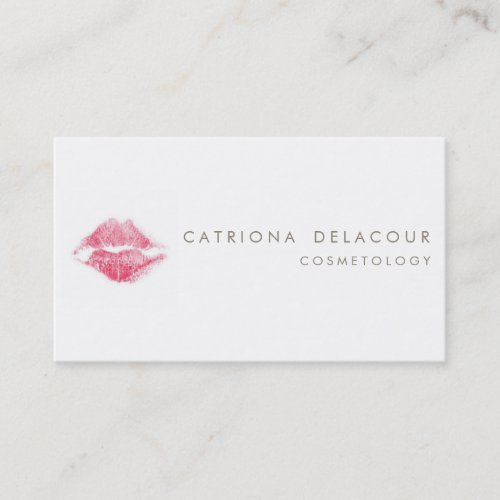 Red Lipstick Kiss Mark Cosmetology Business Card