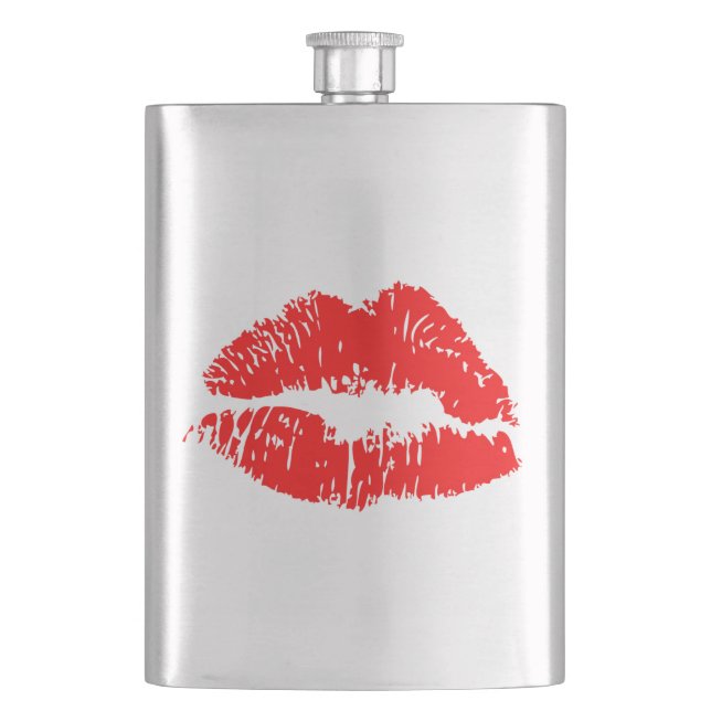 Red Lipstick Kiss Mark Flask (Front)