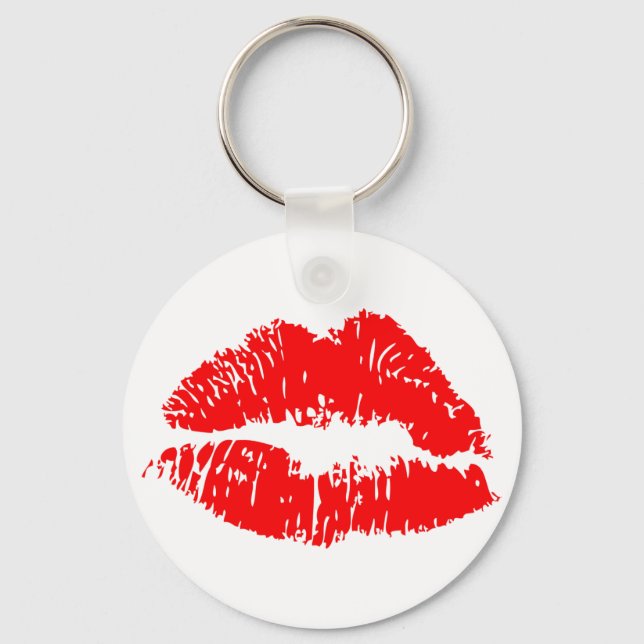 Red Lipstick Kiss Mark Keychain (Front)