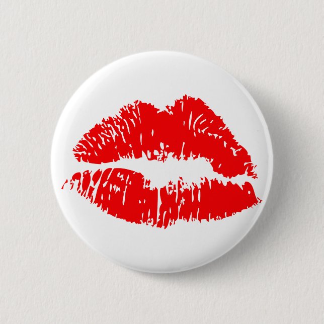 Red Lipstick Kiss Mark Pinback Button (Front)