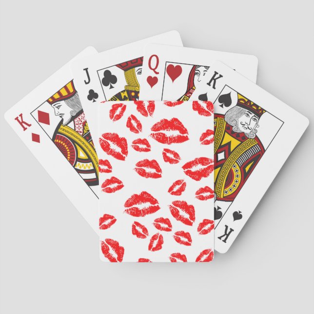 Red Lipstick Kiss Mark Poker Cards (Back)