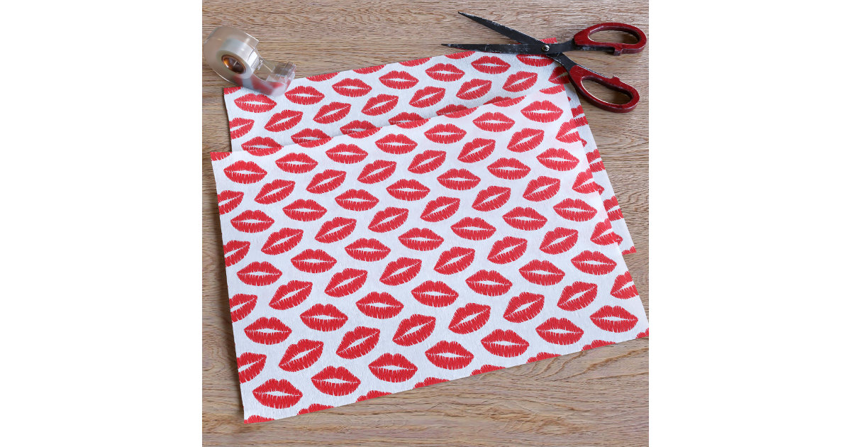 Red Lipstick Kiss Pattern Tissue Paper Zazzle