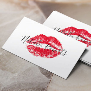 Red Lipstick Kiss Signature Beauty Salon Business Card