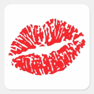Red Lipstick Kiss Square Sticker