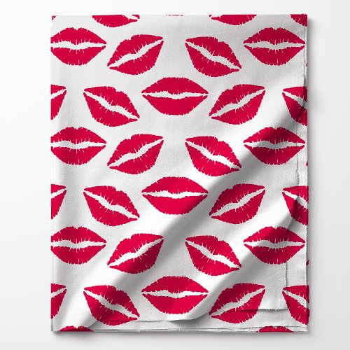 Red Lipstick Kisses Pattern Fabric