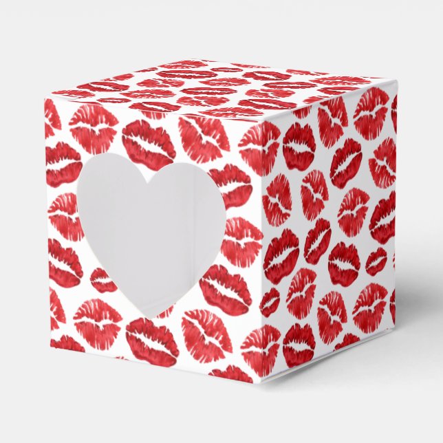 Red Lipstick Kisses | Valentine Favor Boxes (Front Side)