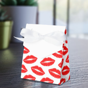 Red Lipstick Kisses Valentine's Day Favor Boxes