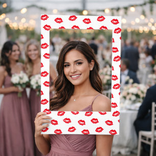 Red Lipstick Kisses Wedding Engagement Anniversary Selfie Frame