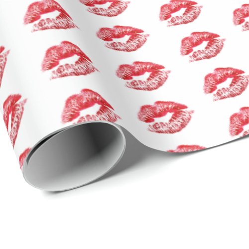 red lipstick kisses wrapping paper