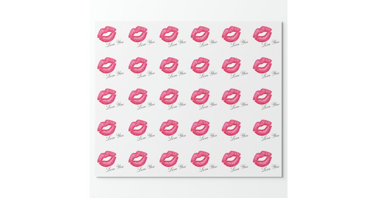 Red Lipstick Kisses Wrapping Paper | Zazzle