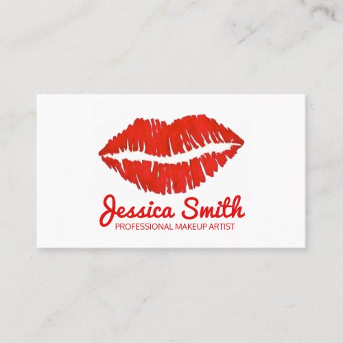 Red Lipstick Lips Kiss Makeup Artist Beauty Expert Business Card