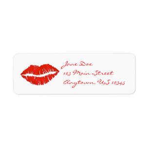 Red Lipstick Lips Kiss Print Valentine's Day Love Label