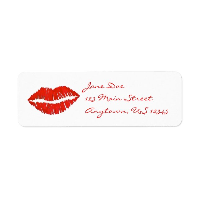 Red Lipstick Lips Kiss Print Valentine's Day Love Label (Front)
