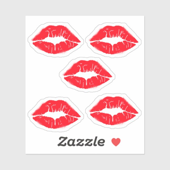 Red Lipstick Lips Kisses  Sticker (Sheet)