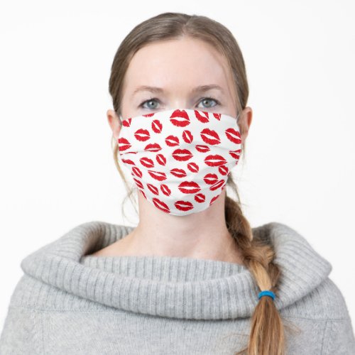 Red Lipstick Lips Kissing Adult Cloth Face Mask