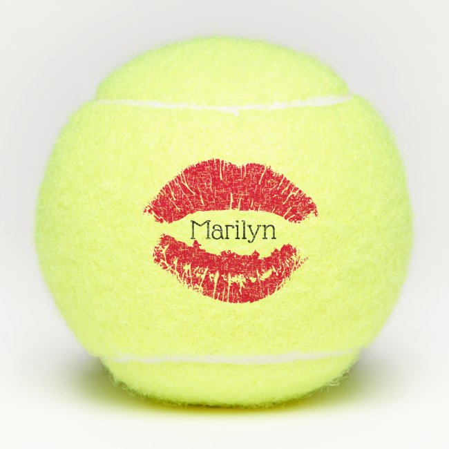 Red Lipstick Lips Tennis Ball