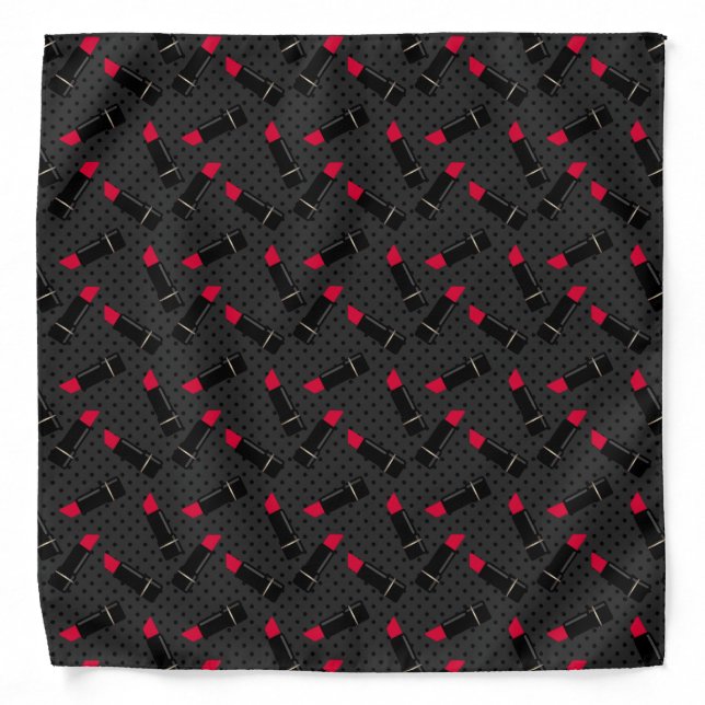 Red lipstick, lipstick, retro, grey, red, black, p bandana (Front)