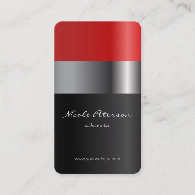Red lipstick - makeup artist business card (Front)