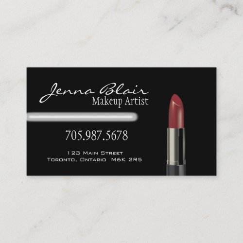 Red Lipstick Makeup Artist Business Card