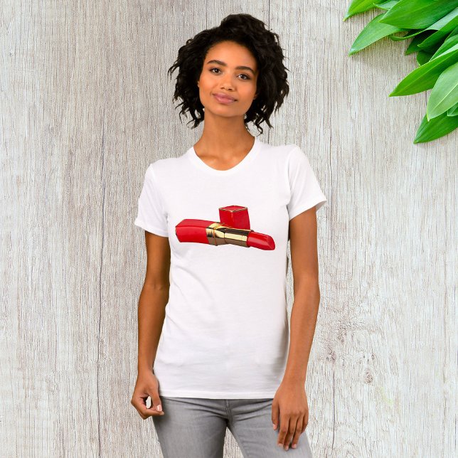 Red Lipstick Makeup Womens T-Shirt (Creator Uploaded)