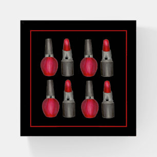 Red Lipstick Nail Polish Beauty Makeup Artist Paperweight