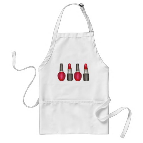 Red Lipstick Nail Polish Fashion Makeup Beauty Adult Apron