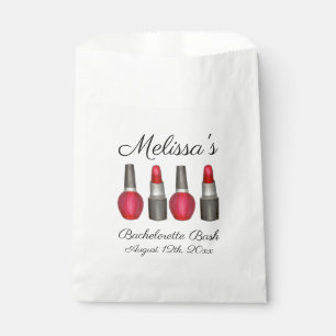 Red Lipstick Nail Polish Makeup Bachelorette Party Favor Bag