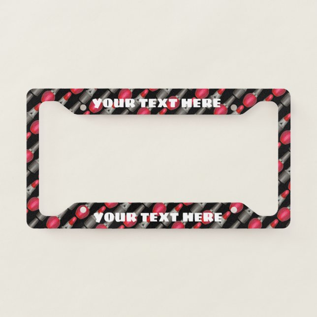 Red Lipstick Nail Polish Makeup Cosmetics Beauty License Plate Frame (Front)