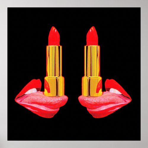 Red Lipstick on The Tongue Poster