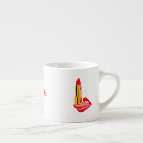 Red Lipstick on The Tongue with Personalization Espresso Cup