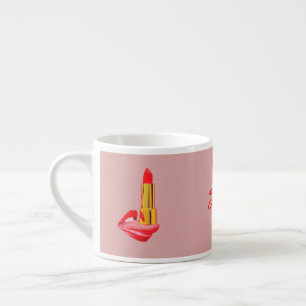 Red Lipstick on The Tongue with Personalization Espresso Cup