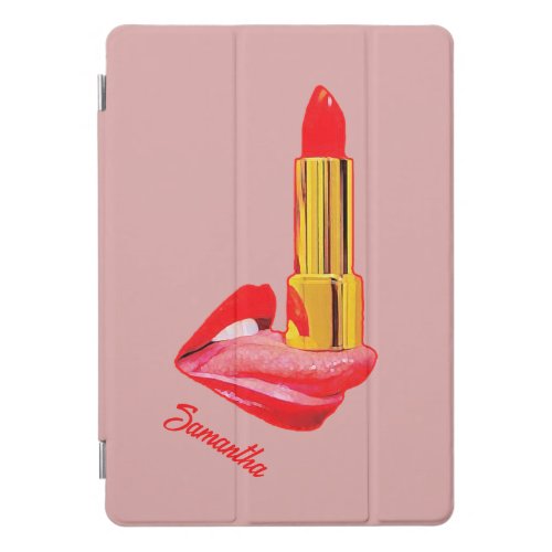 Red Lipstick on The Tongue with Personalization iPad Pro Cover
