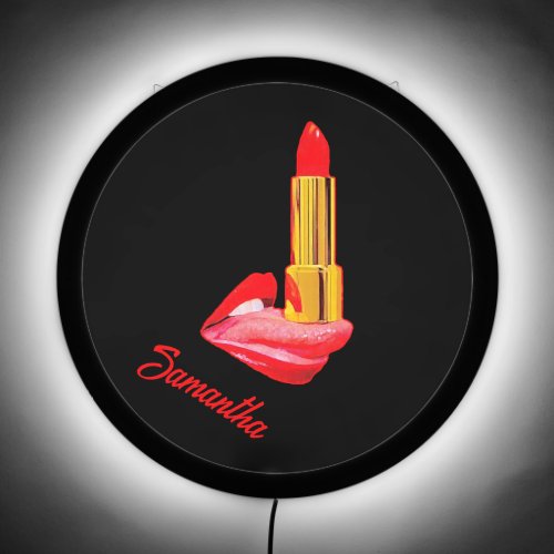 Red Lipstick on The Tongue with Personalization LED Sign