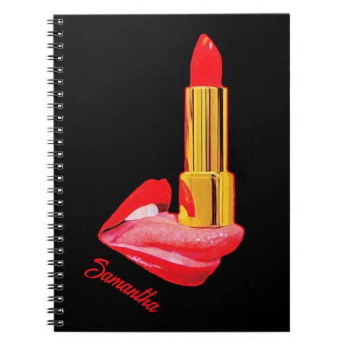 Red Lipstick on The Tongue with Personalization Notebook