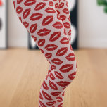 Red Lipstick Print Kiss Pattern on Pink Leggings<br><div class="desc">Lots of red lipstick kisses on these leggings. Suitable to wear on the day of love - which in my book is every day.</div>